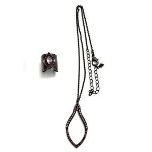 Sorrelli Pink Ruby Pendant & Ring